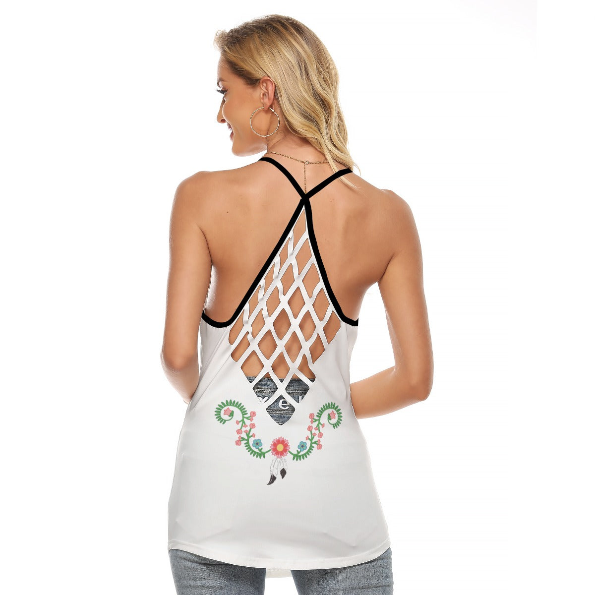 Wolf Kin Criss-Cross Open Back Tank Top