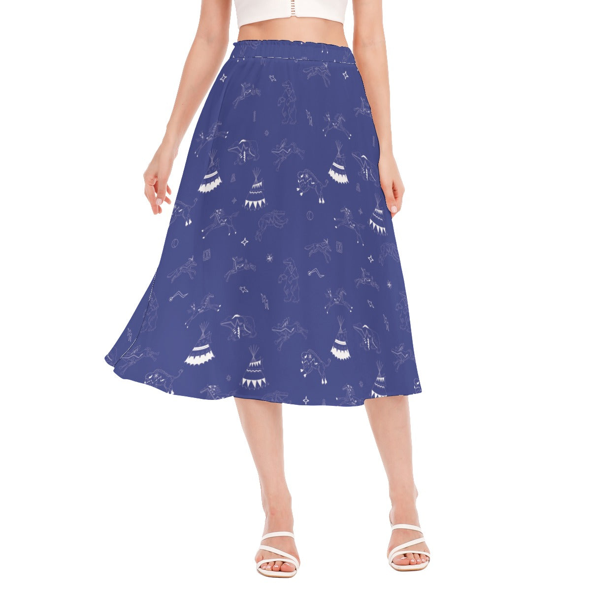 Ledger Dabbles Blue Women's Long Section Chiffon Skirt