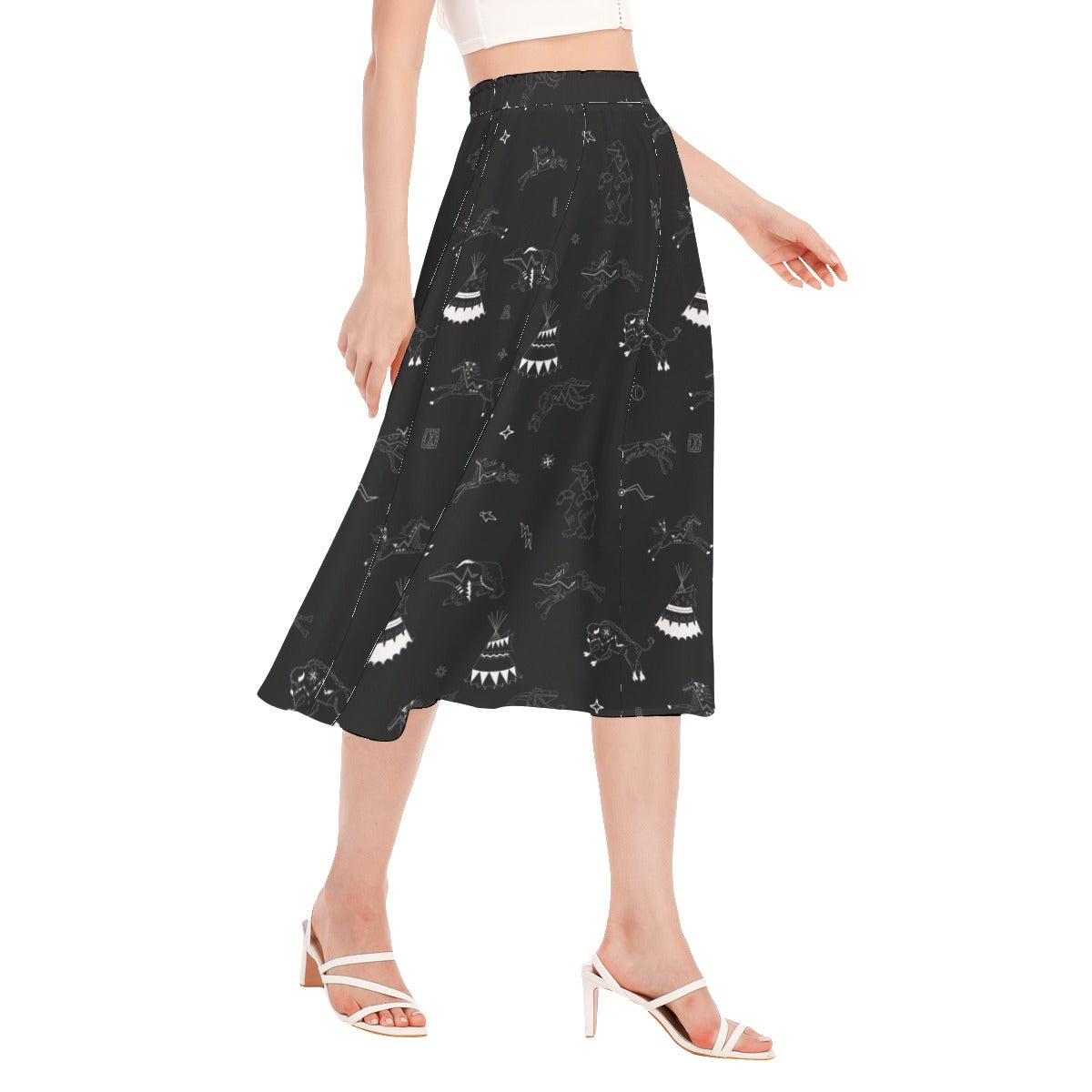 Ledger Dabbles Black Women's Long Section Chiffon Skirt