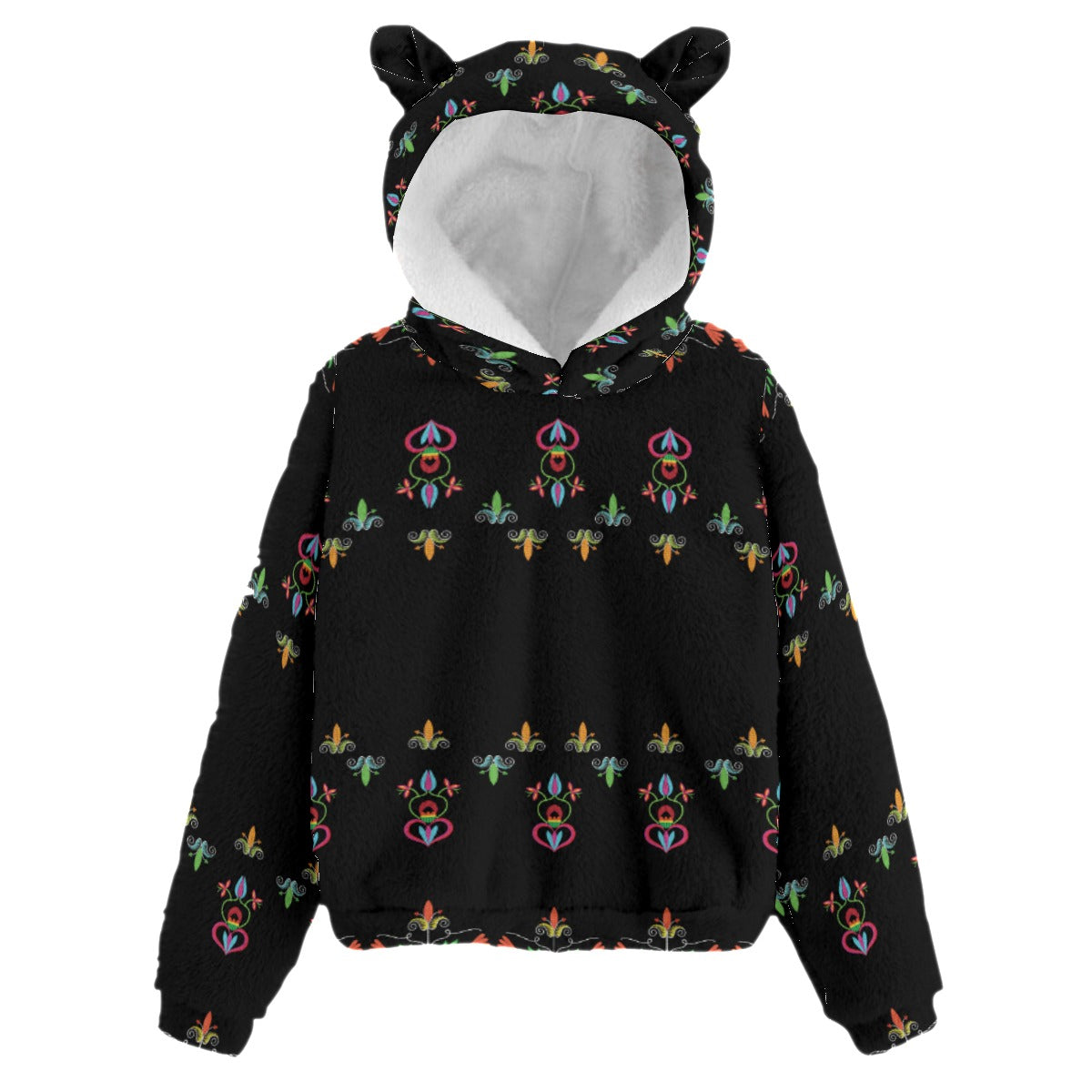 Metis Corn Mother Kid’s Borg Fleece Hoodie With Ear