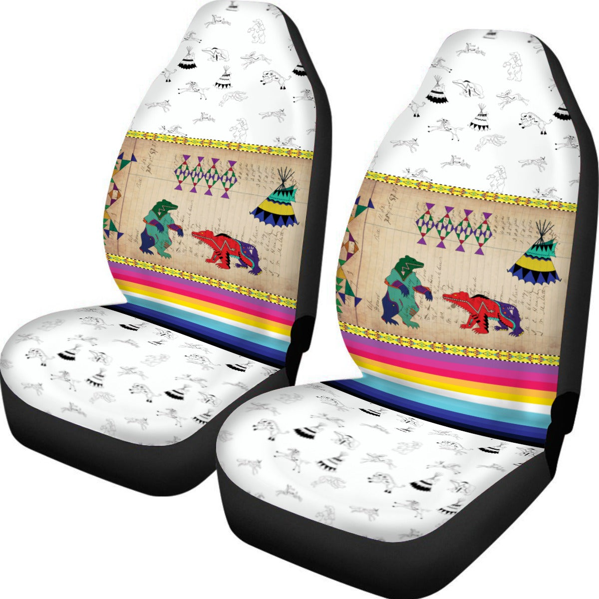 Bear Ledger White Clay Universal Car Seat Cover With Thickened Back