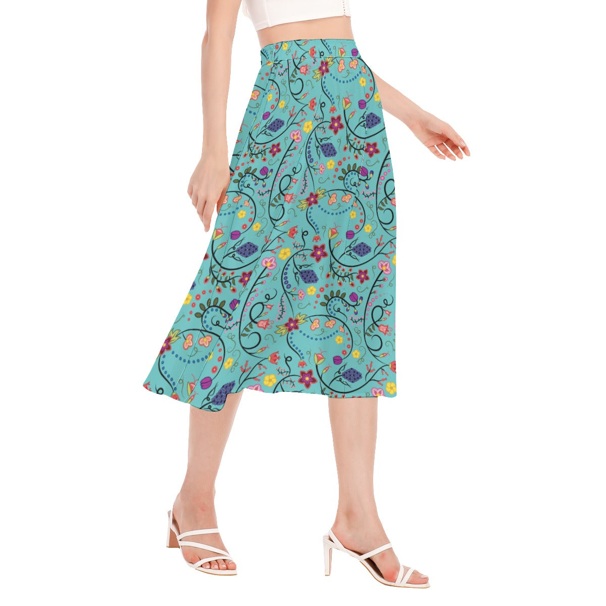 Fresh Fleur Sky Women's Long Section Chiffon Skirt