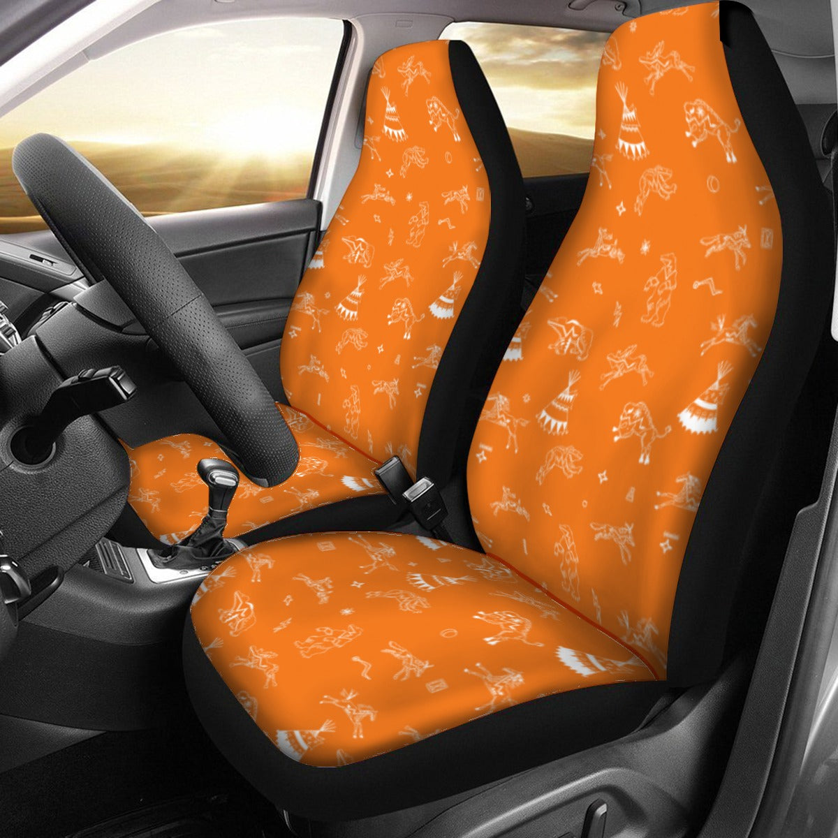 Ledger Dabbles Orange Universal Car Seat Cover With Thickened Back