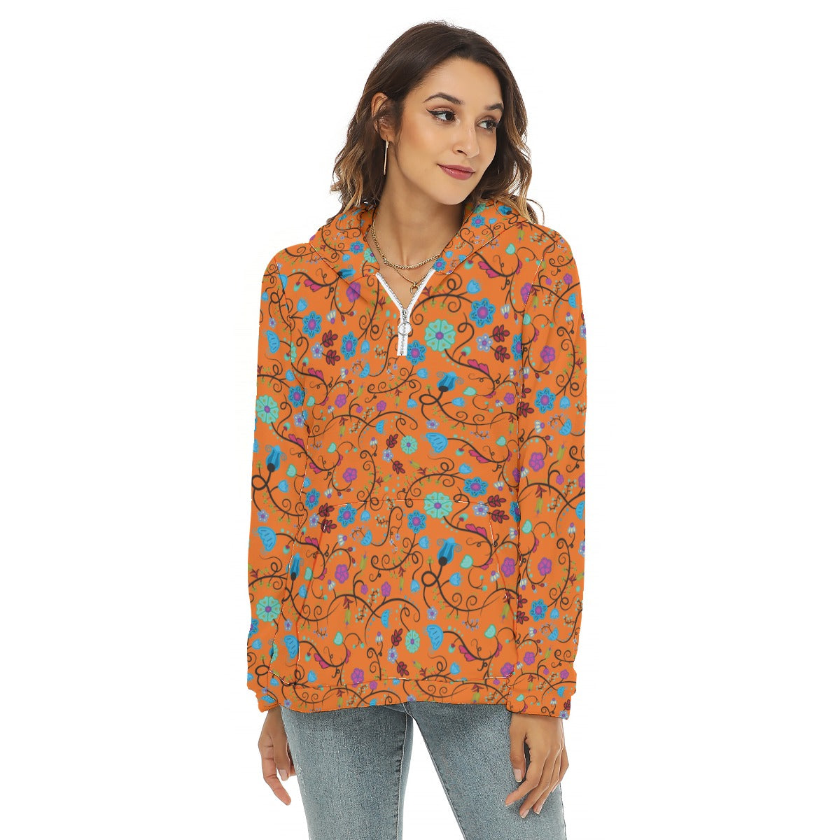 Nipin Blossom Carrots Borg Fleece Hoodie With Half Zip