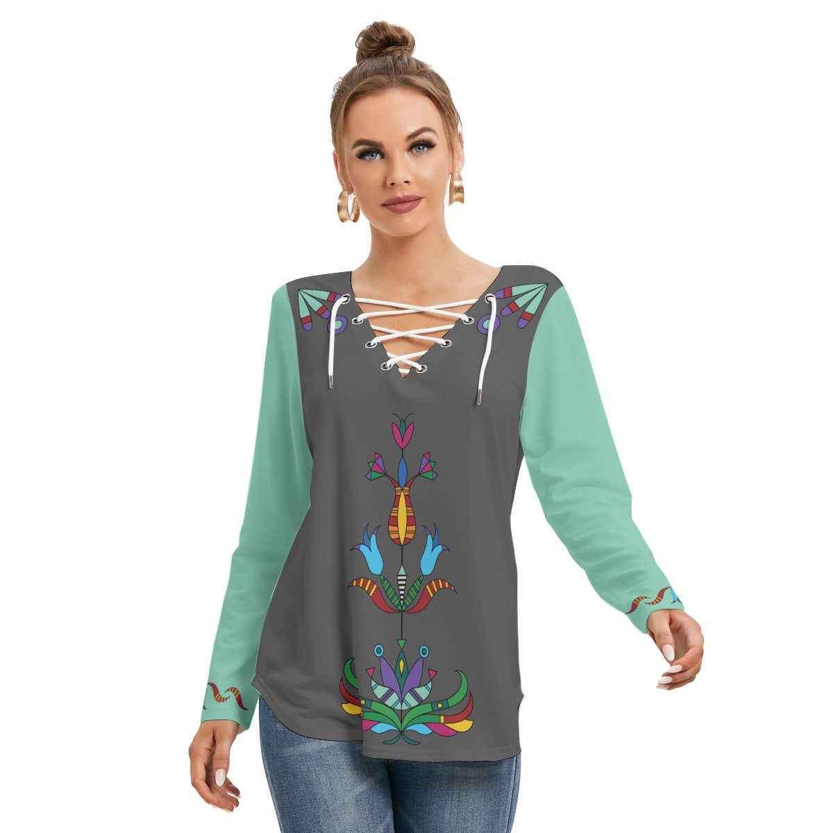 High Plains Dusk Long Sleeve Neckline Tie Sweatshirt