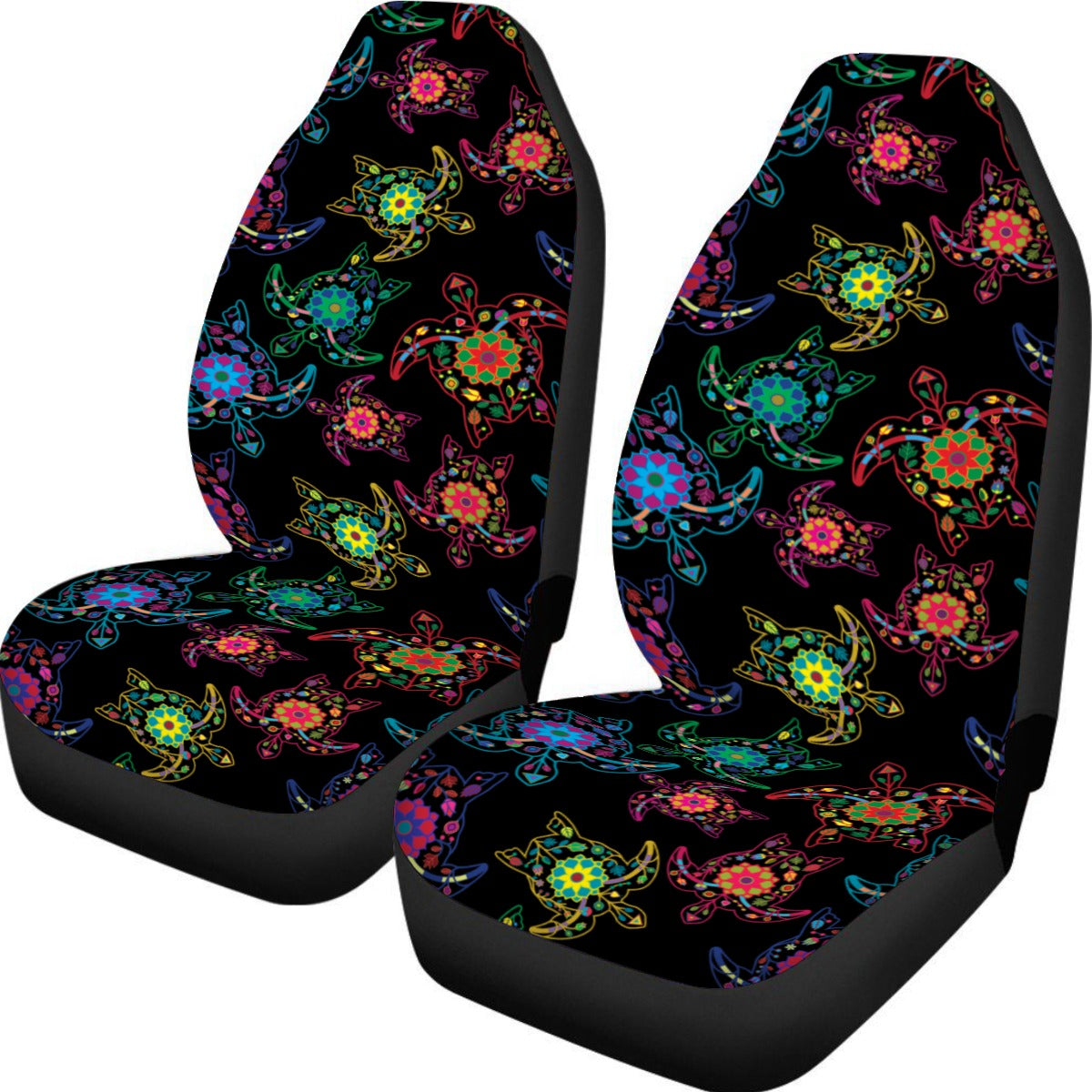 Neon Floral Turtle Universal Car Seat Cover With Thickened Back