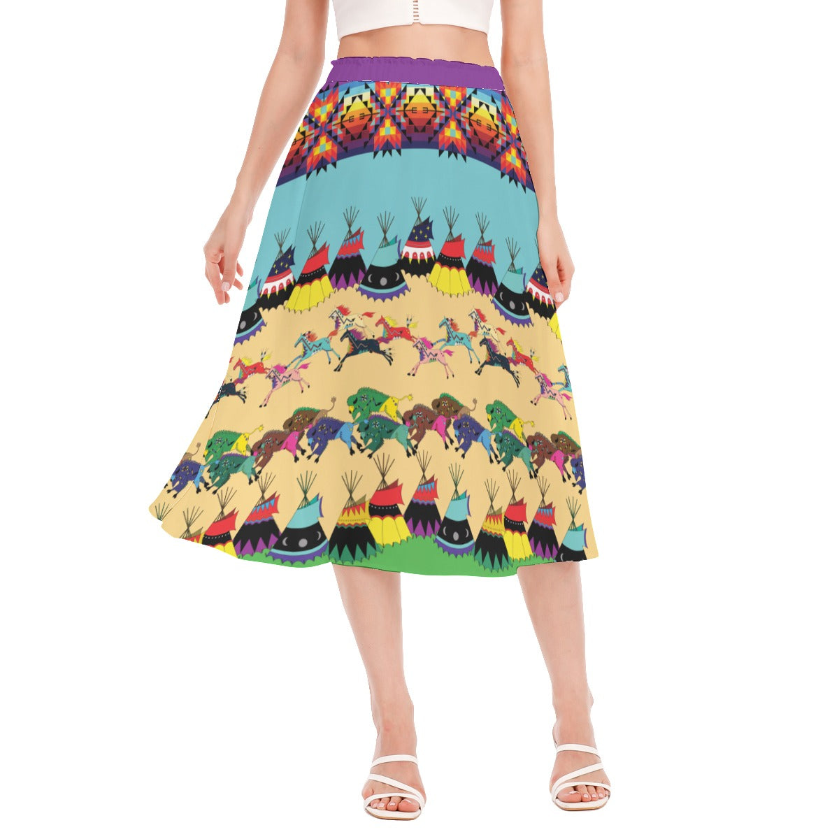 Prairie Bison Women's Long Section Chiffon Skirt