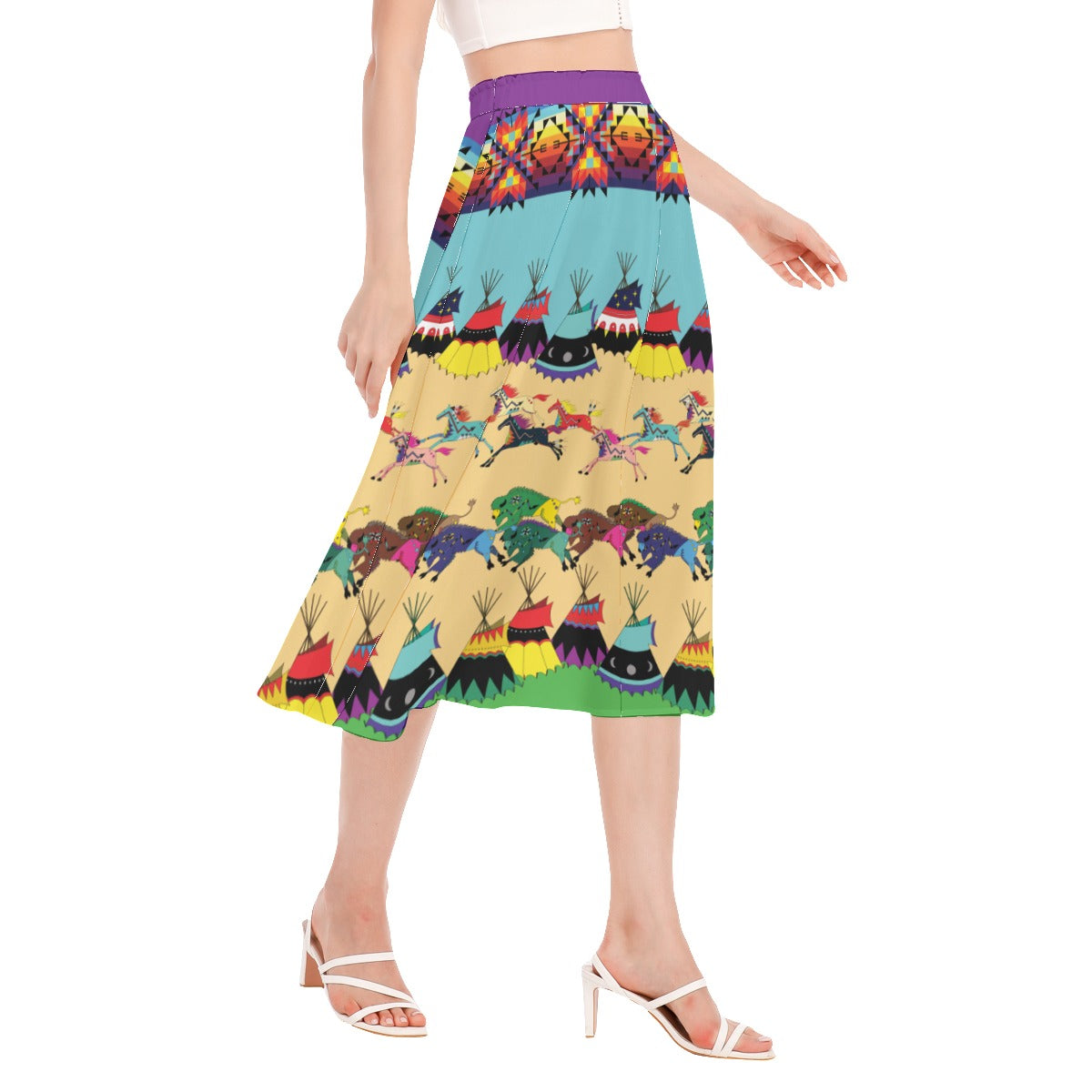 Prairie Bison Women's Long Section Chiffon Skirt