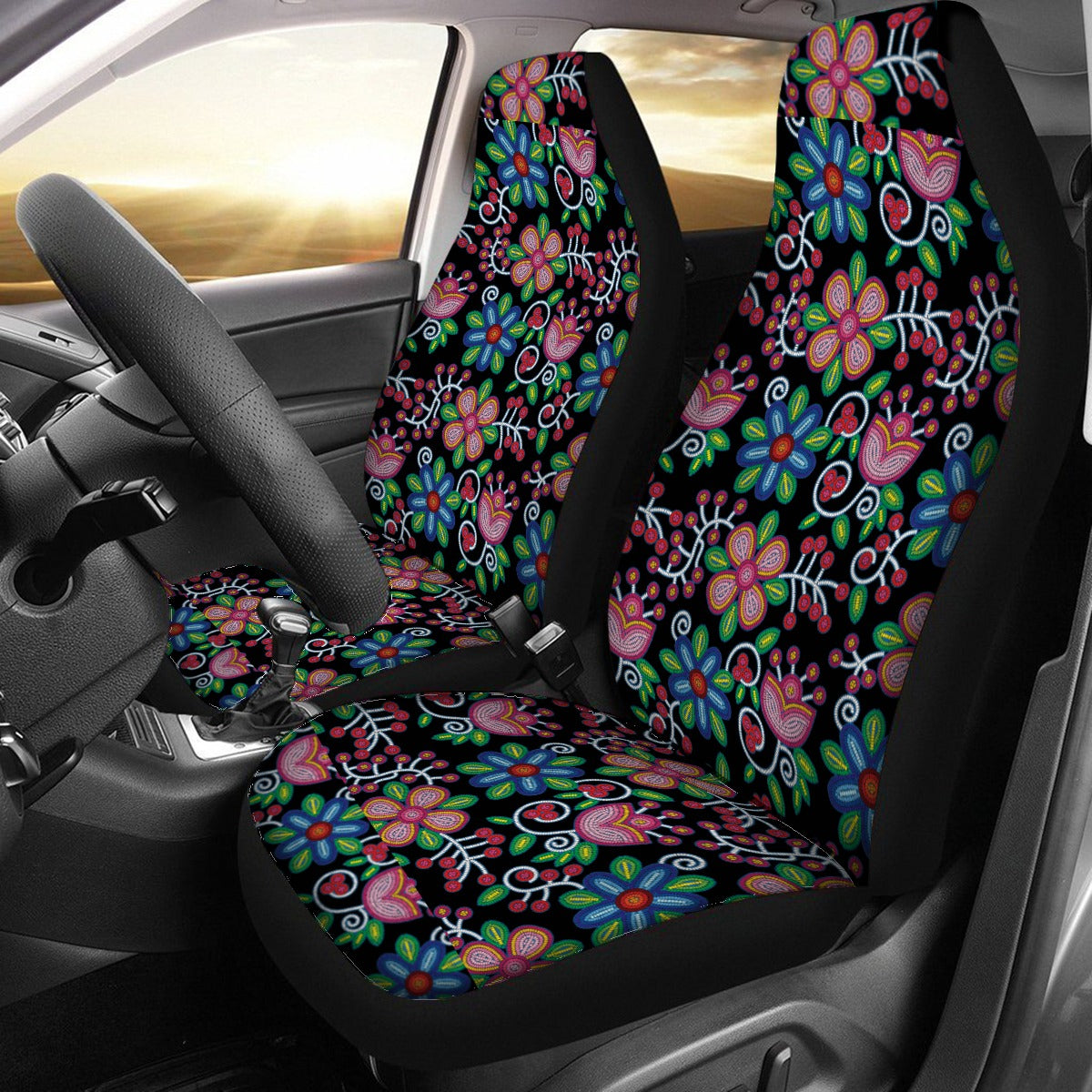 Midnight Garden Black Universal Car Seat Cover With Thickened Back