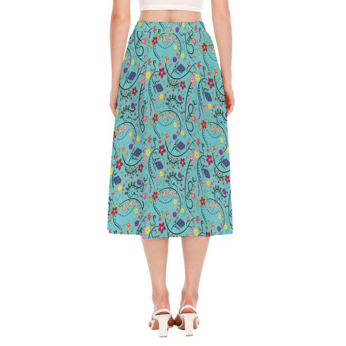 Fresh Fleur Sky Women's Long Section Chiffon Skirt