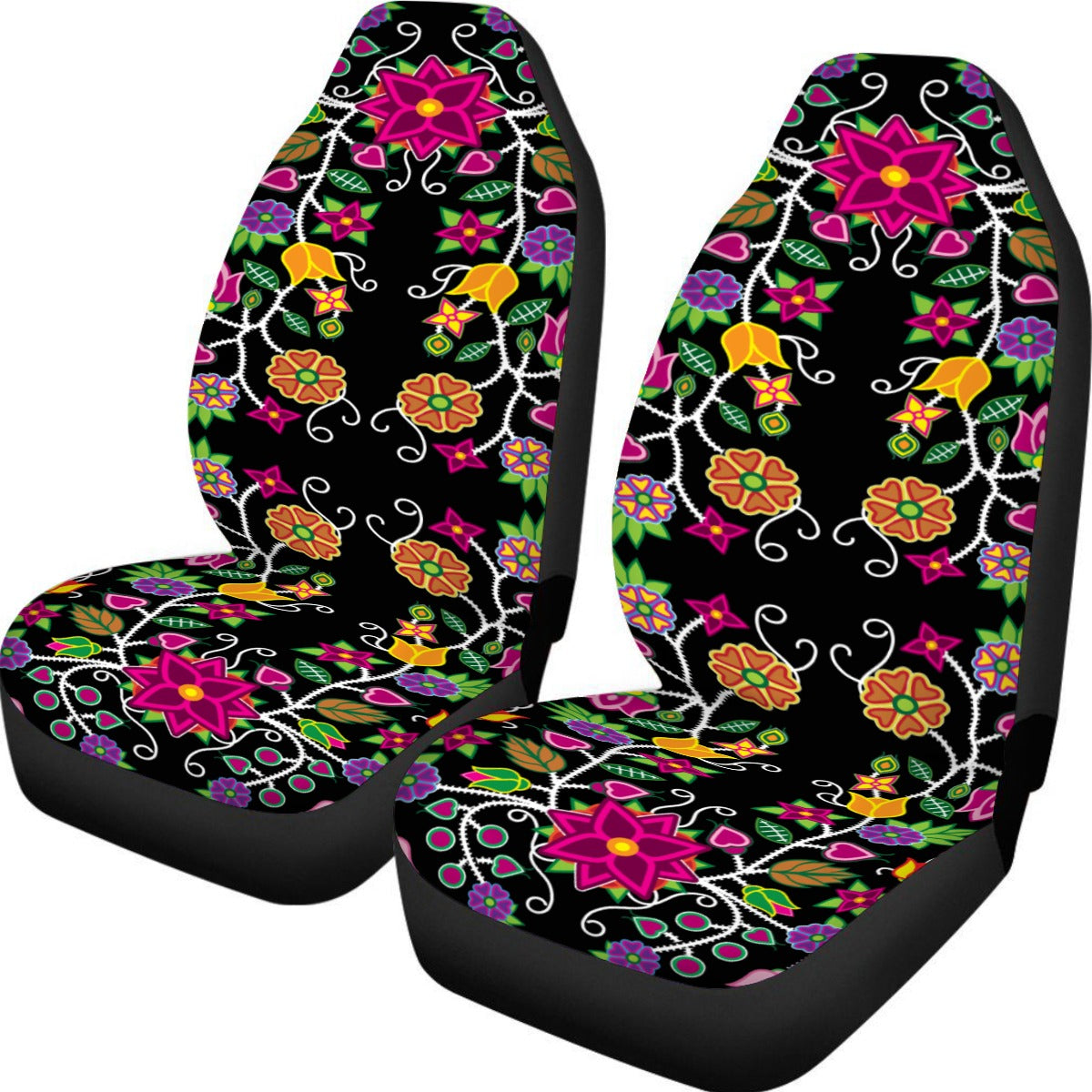 Floral Beadwork Universal Car Seat Cover With Thickened Back