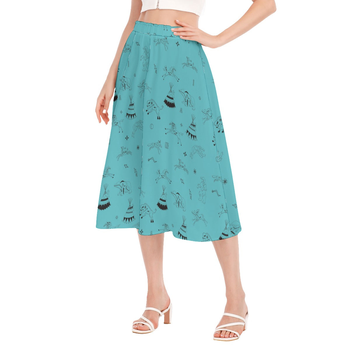 Ledger Dabbles Torquoise Women's Long Section Chiffon Skirt