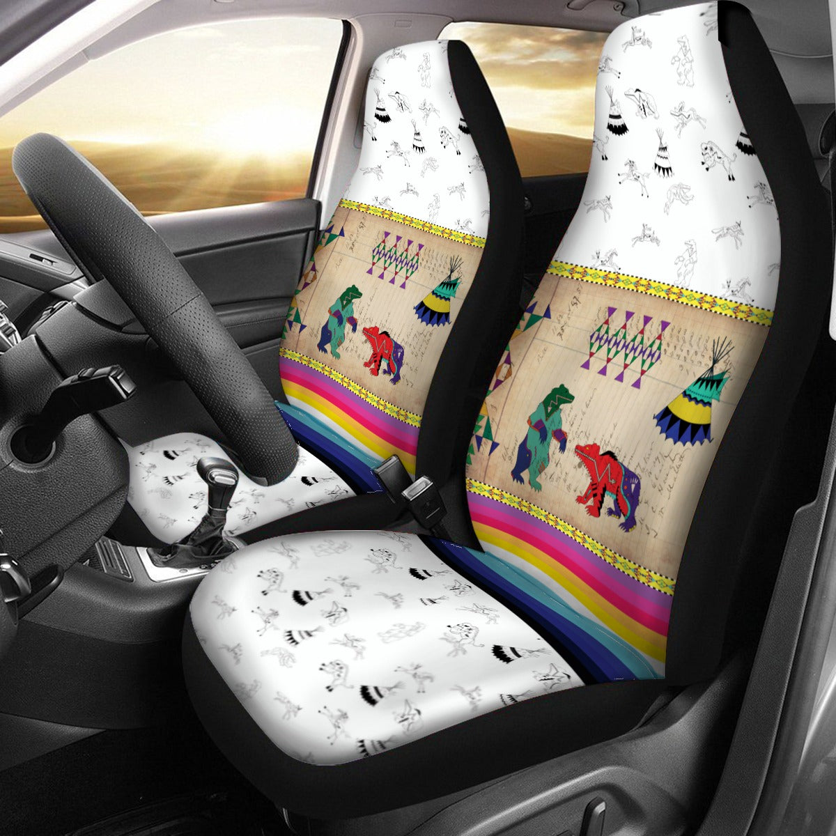 Bear Ledger White Clay Universal Car Seat Cover With Thickened Back