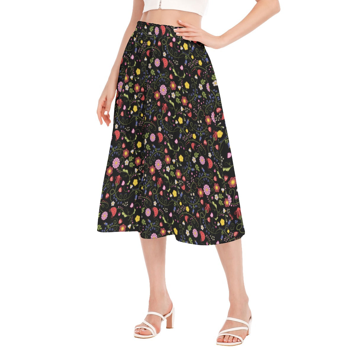 Nipin Blossom Midnight Women's Long Section Chiffon Skirt