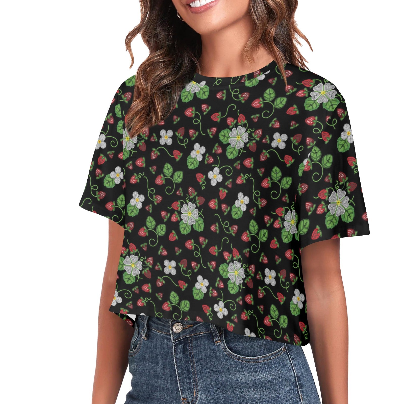 Strawberry Dreams Midnight Women's Cropped T-shirt