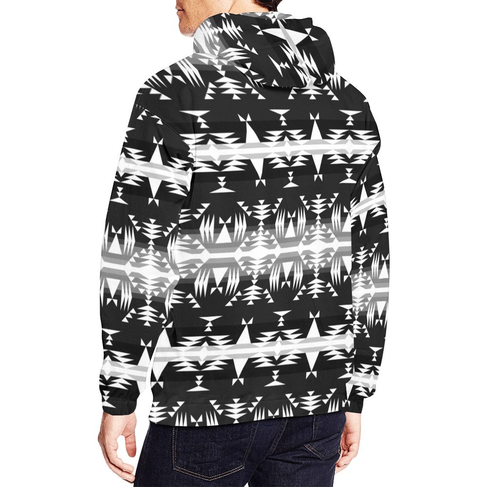 Between the Mountains Black and White Hoodie for Men (USA Size)