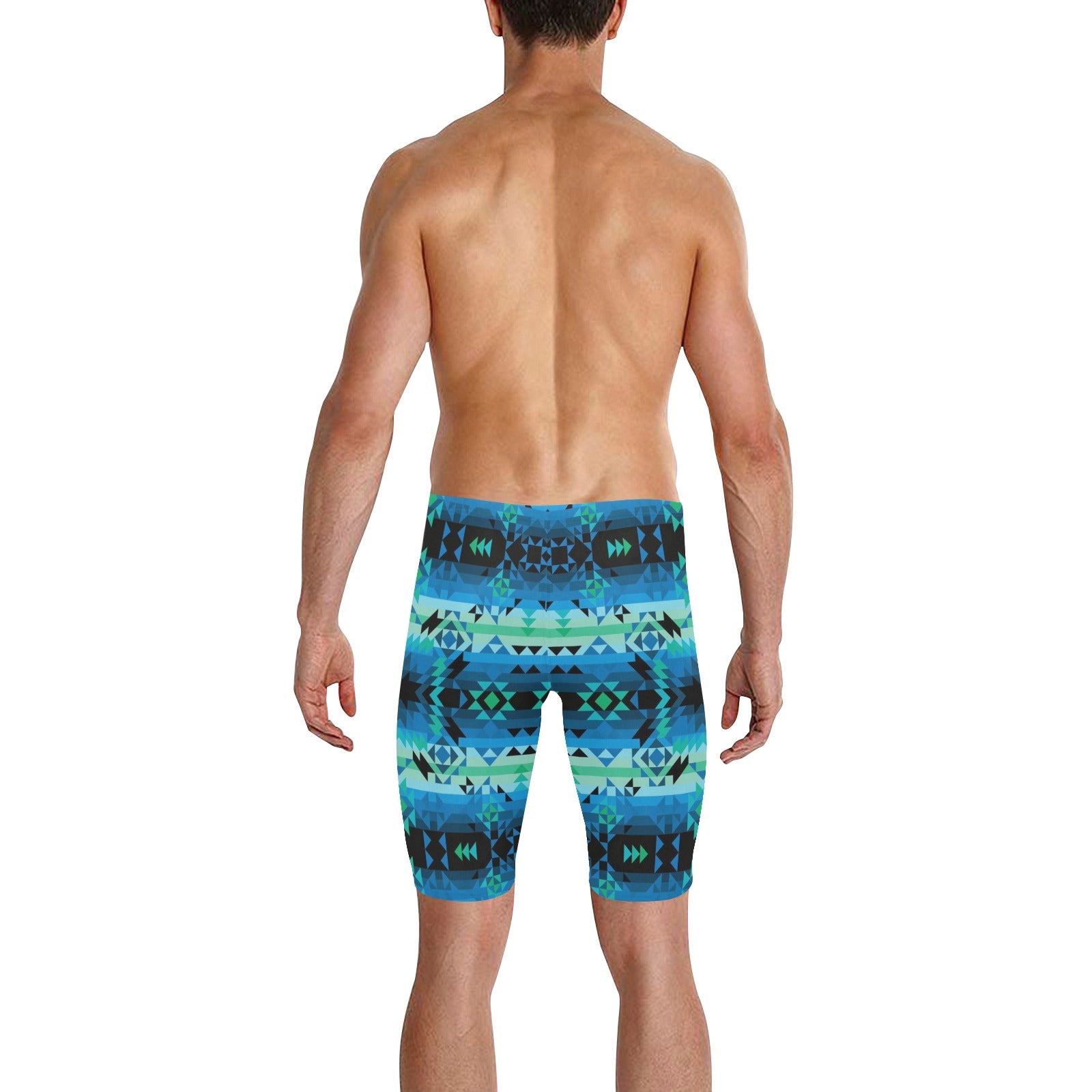 Green Star Men's Knee Length Swimming Trunks