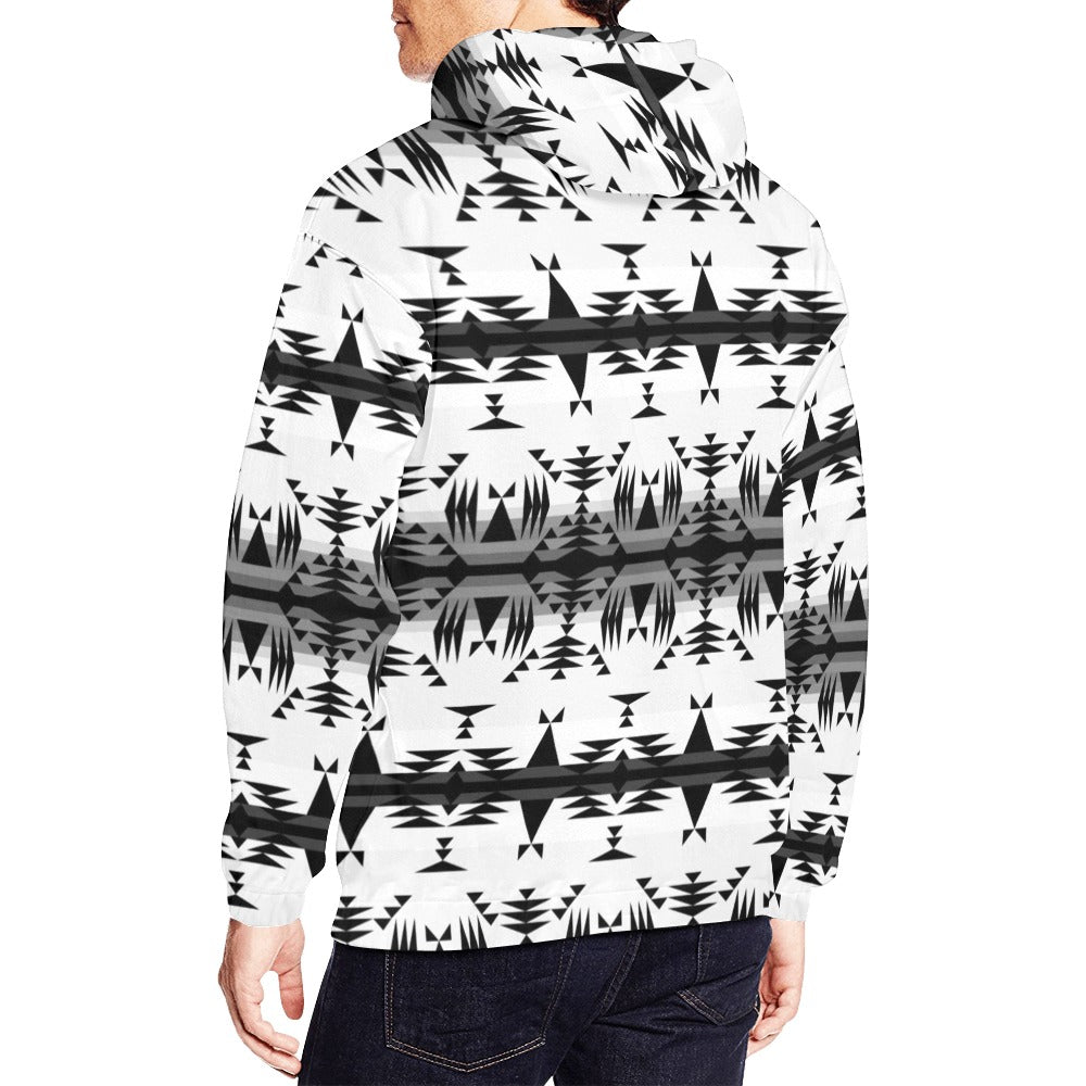 Between the Mountains White and Black Hoodie for Men (USA Size)
