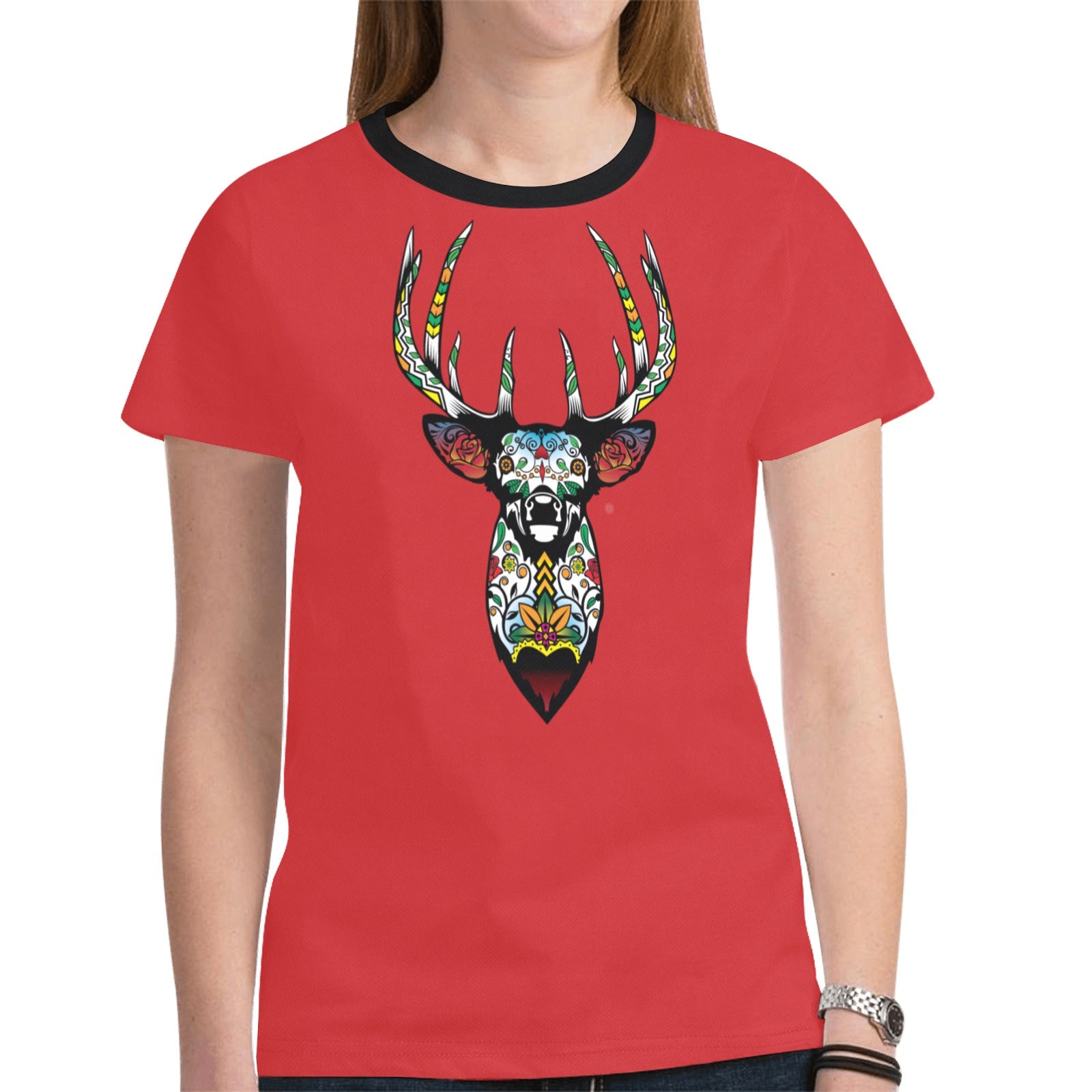 Elk Spirit Guide (Red) T-shirt for Women