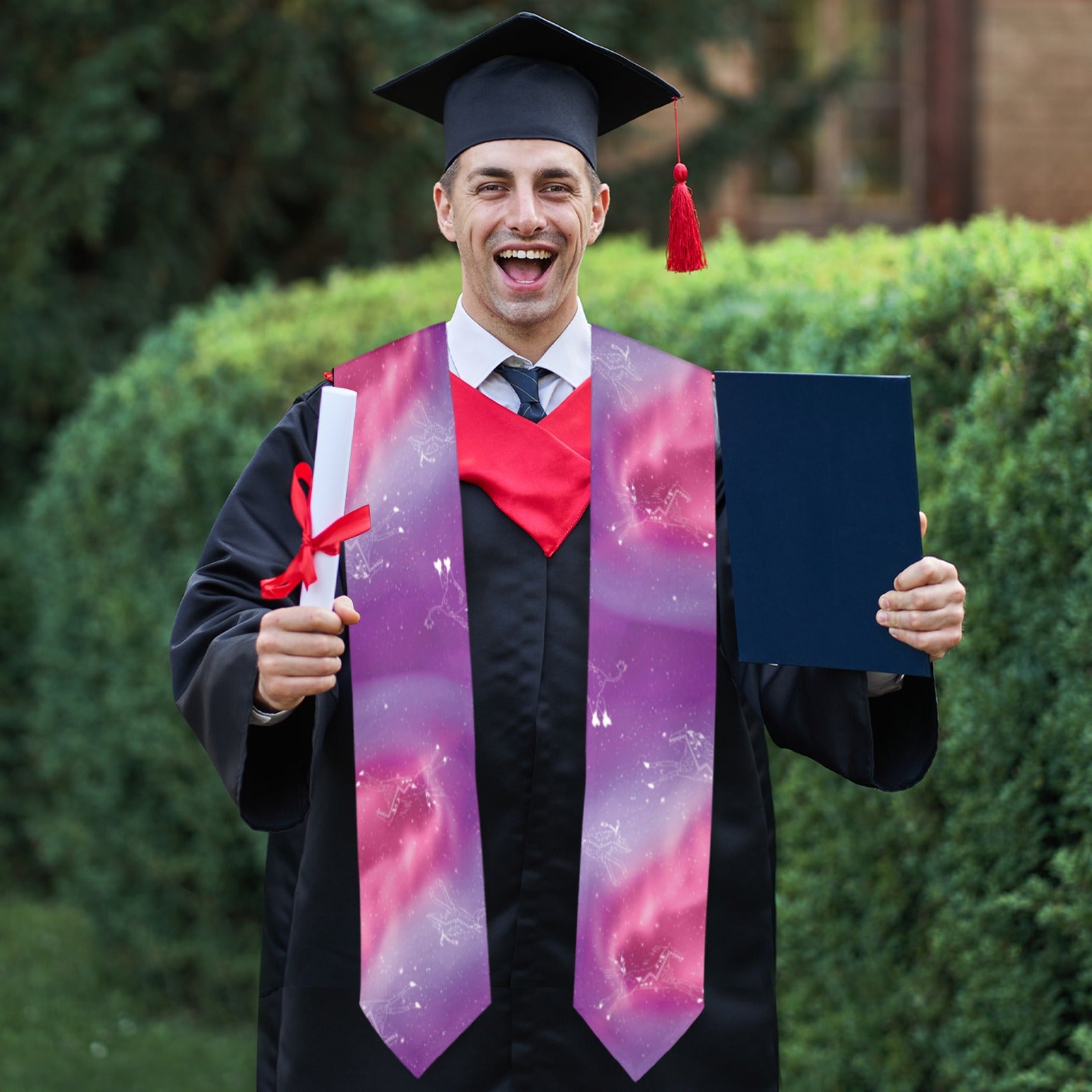 Animal Ancestors 7 Aurora Gases Pink and Purple Graduation Stole