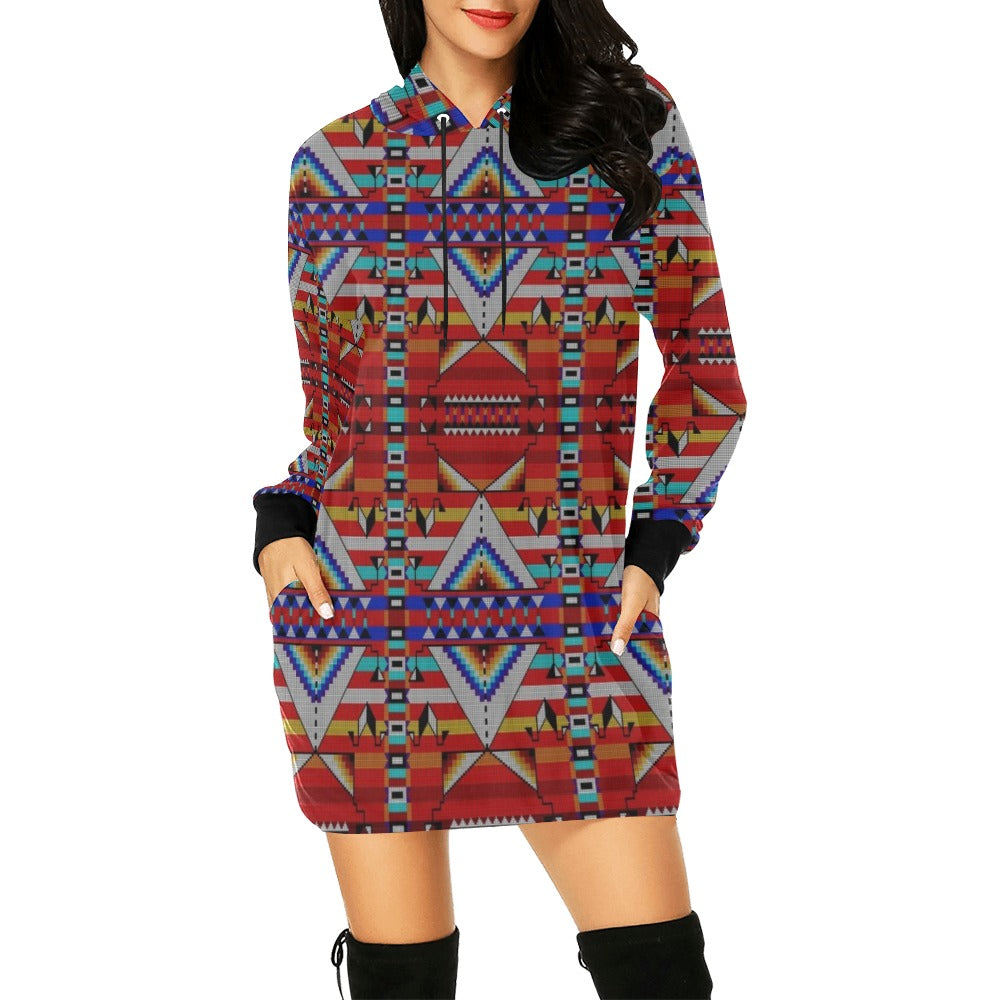 Medicine Blessing Red Hoodie Dress