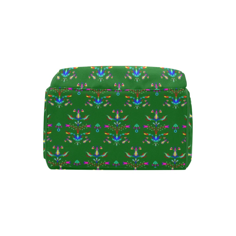 Dakota Damask Green Multi-Function Diaper Backpack/Diaper Bag