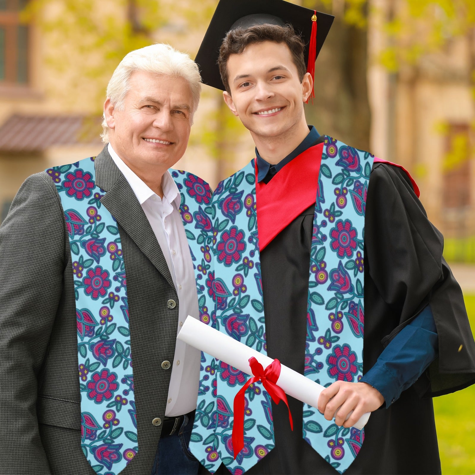 Beaded Nouveau Marine Graduation Stole