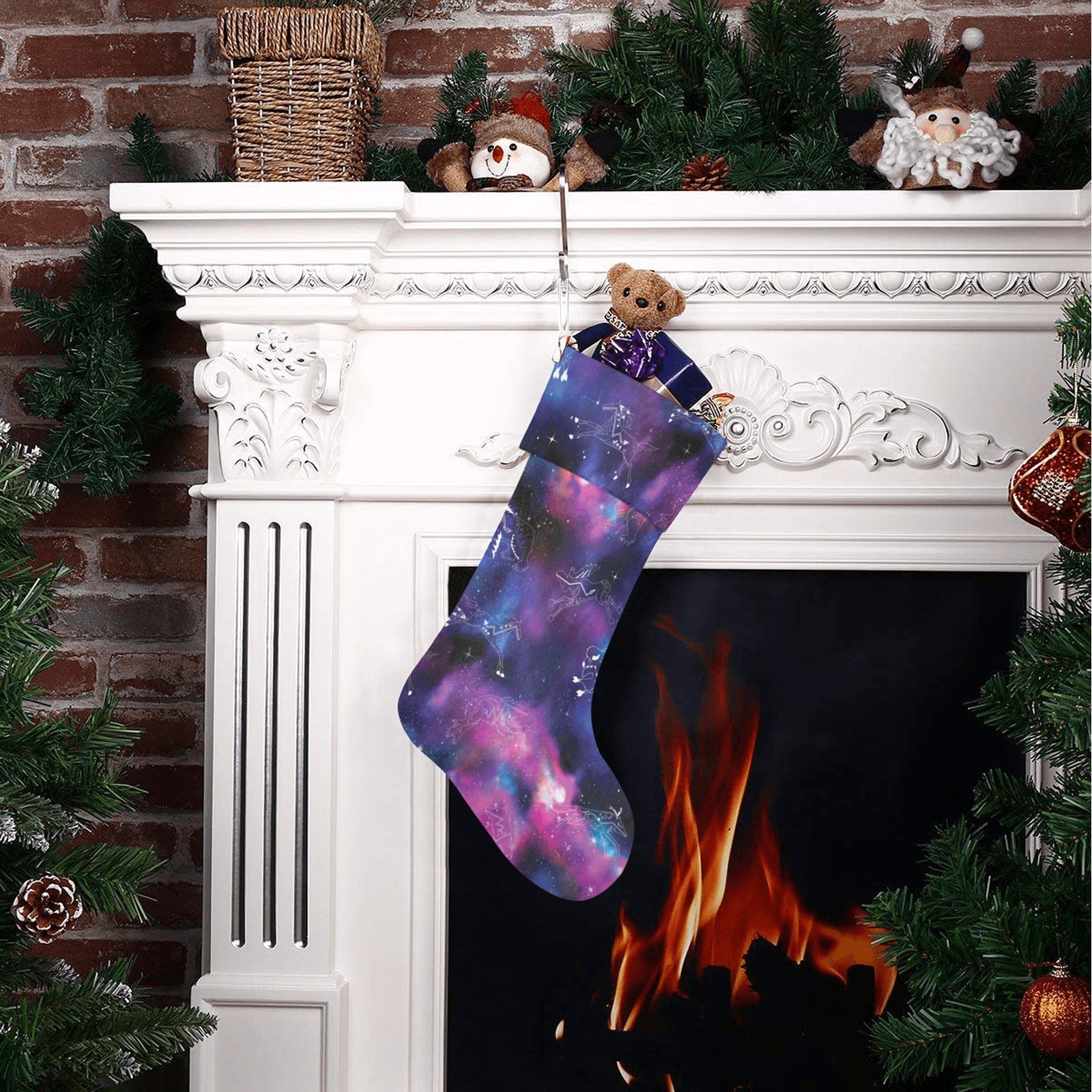 Animal Ancestors 1 Blue and Pink Christmas Stocking