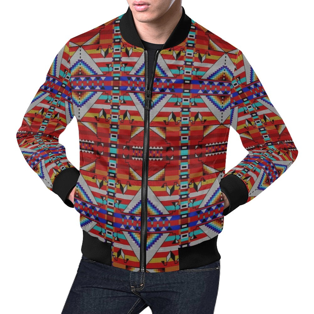 Medicine Blessing Red All Over Print Bomber Jacket for Men