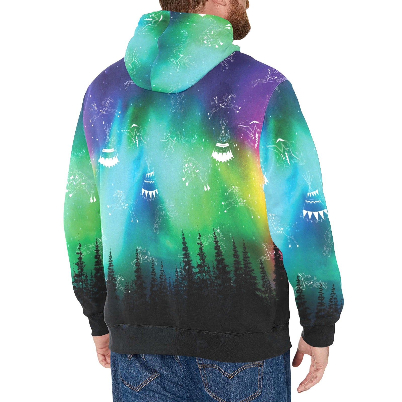 Aurora Medicine Animals Men's Long Sleeve Fleece Hoodie