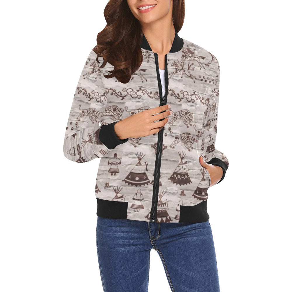 Heart of The Forest All Over Print Bomber Jacket for Women