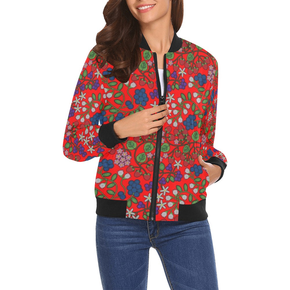 Takwakin Harvest Fire All Over Print Bomber Jacket for Women