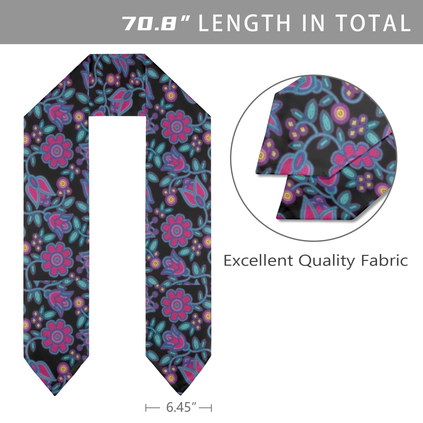 Beaded Nouveau Coal Graduation Stole