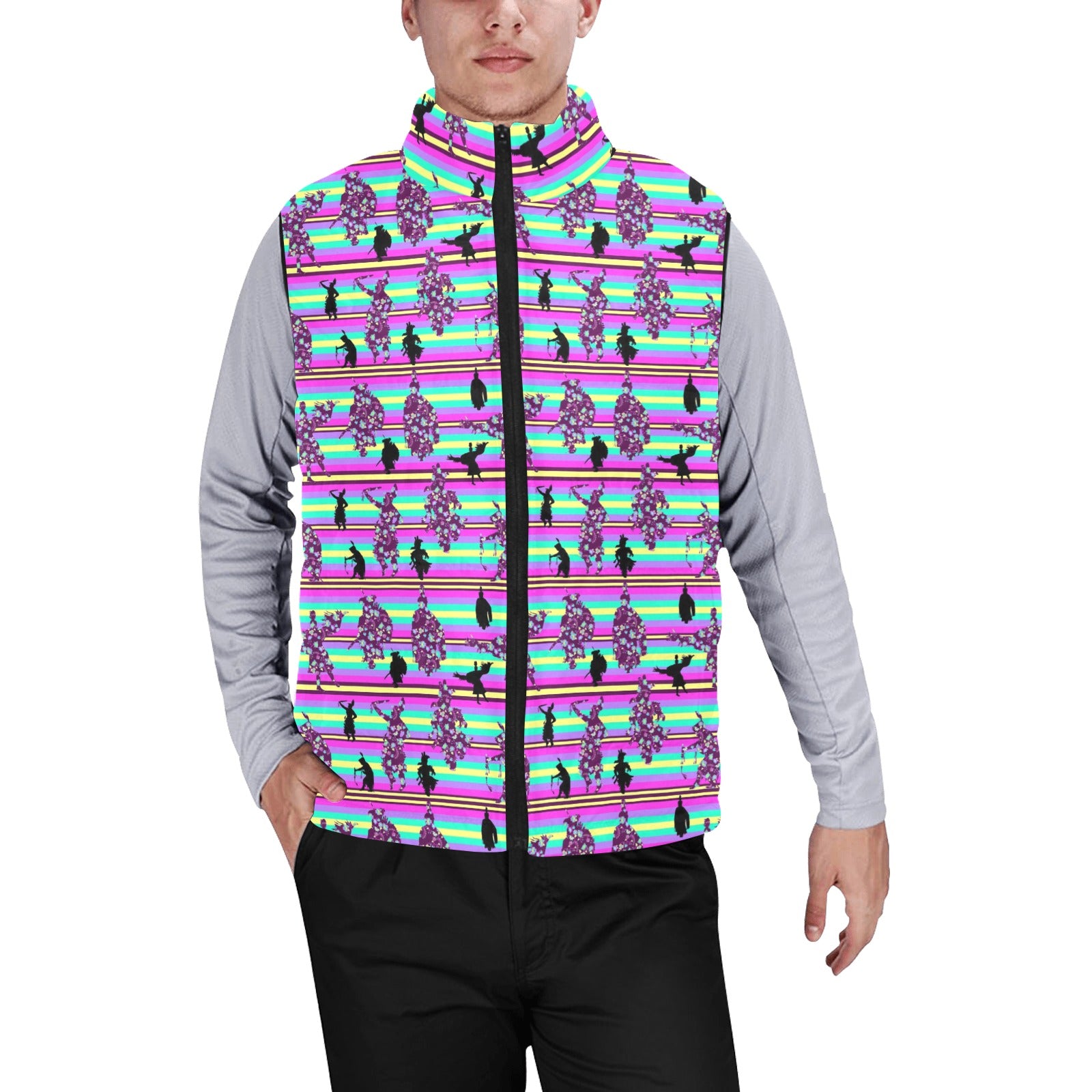 Dancers Floral Contest Men's Padded Vest Jacket