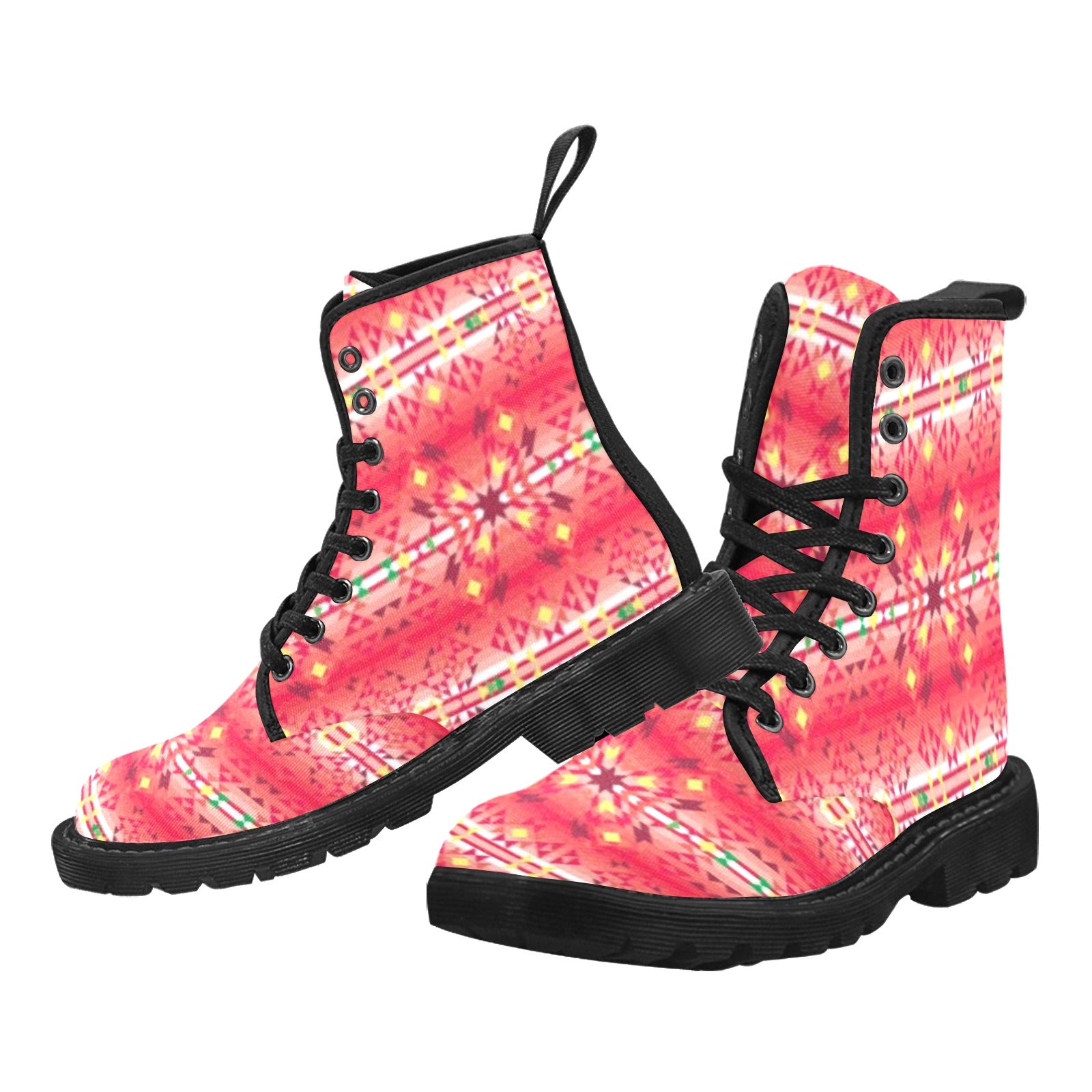 Red Pink Star Boots for Men (Black)