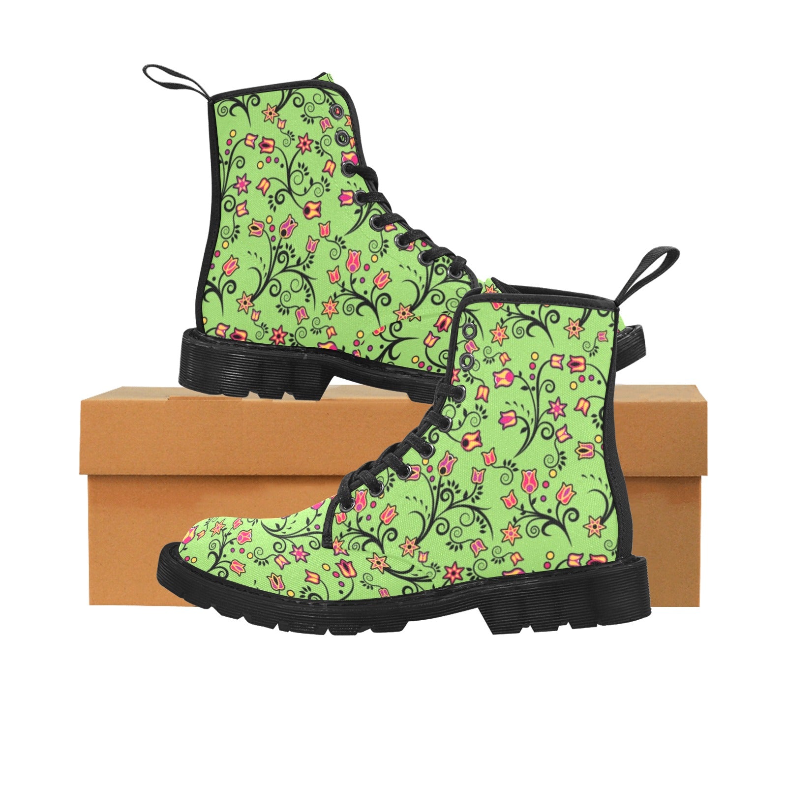 LightGreen Yellow Star Boots for Men (Black)