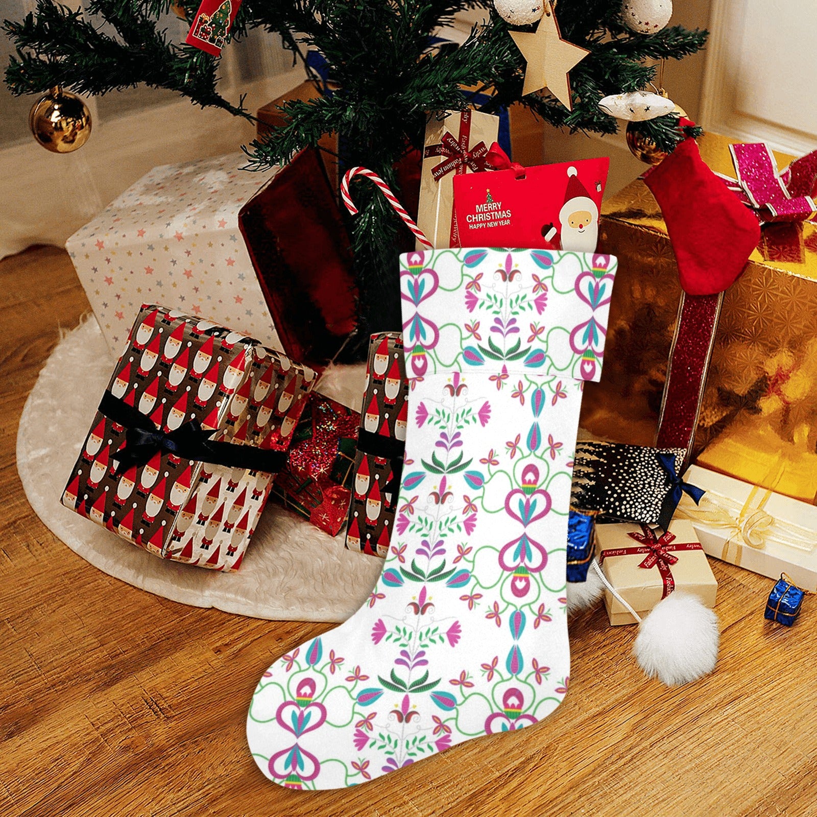 Quilled Divine White Christmas Stocking