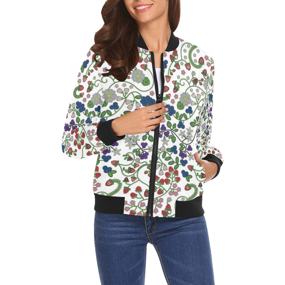 Grandmother Stories White All Over Print Bomber Jacket for Women