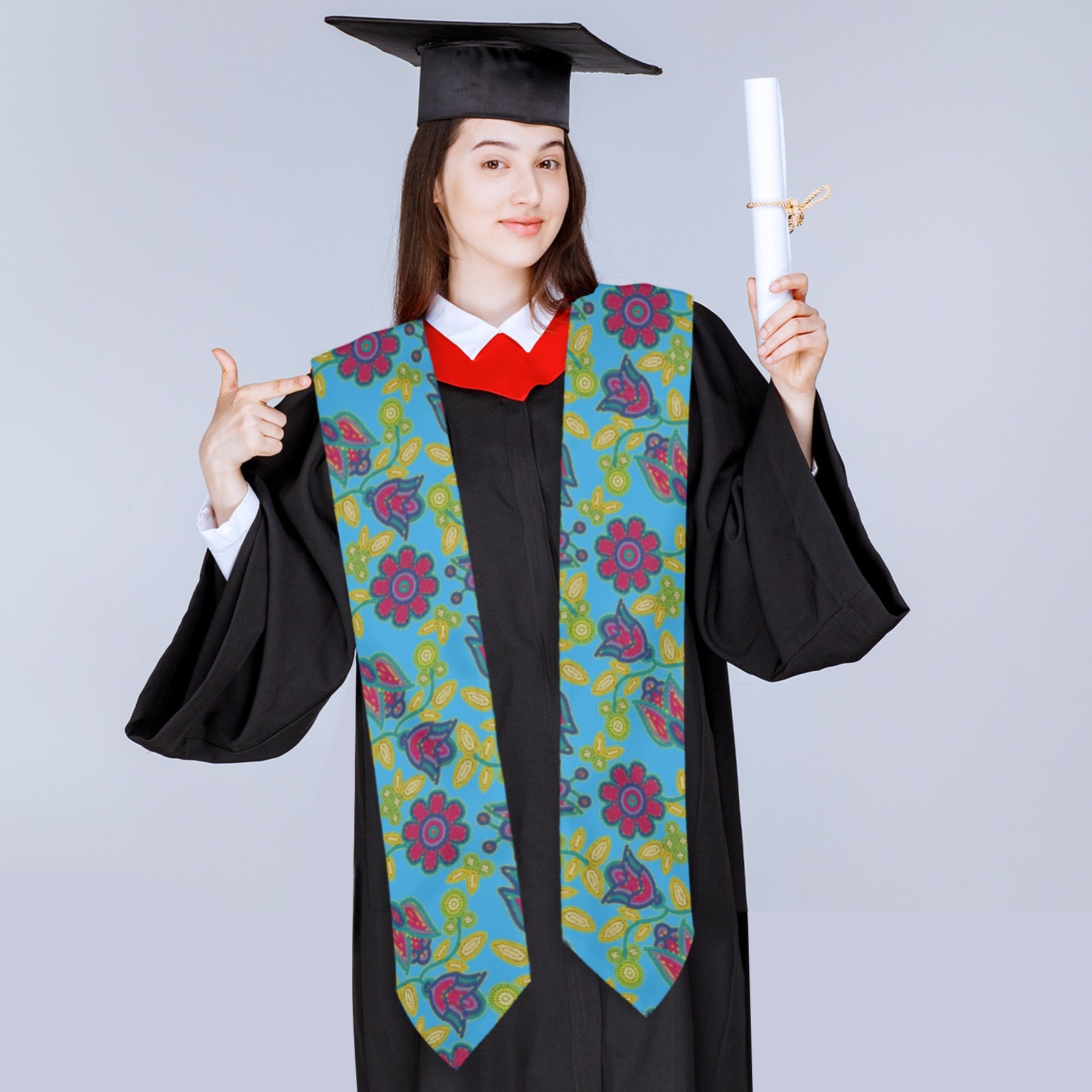 Beaded Nouveau Lime Graduation Stole