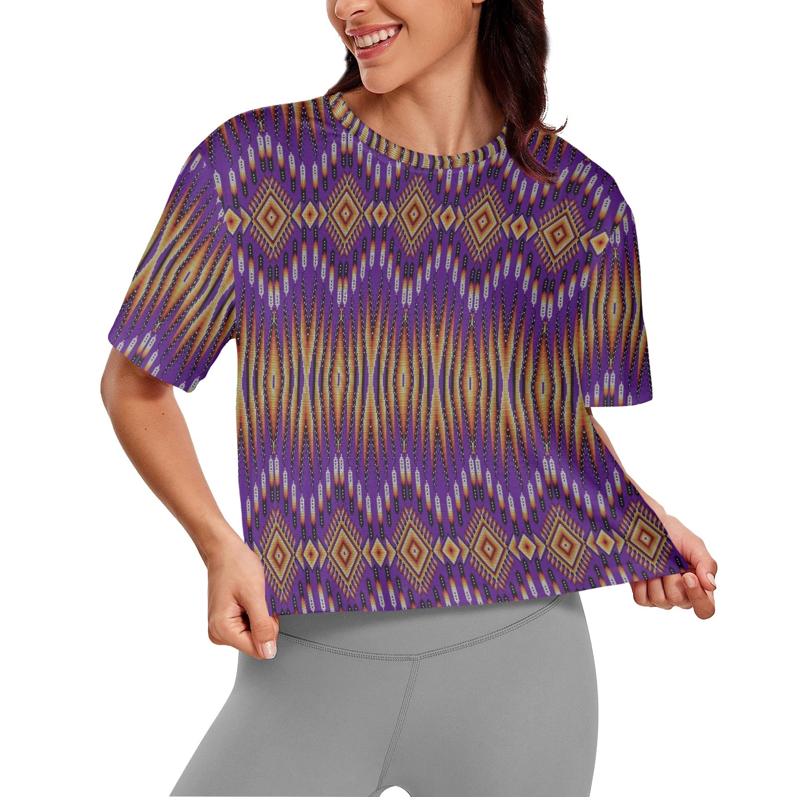 Fire Feather Purple Women's Cropped T-shirt