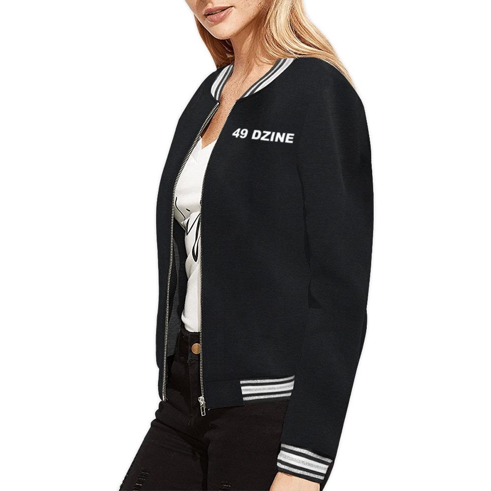 49 Dzine Wordmark & Logomark Monochromatic Dress Code All Over Print Bomber Jacket for Women (Model H21) All Over Print Bomber Jacket for Women (H21) e-joyer