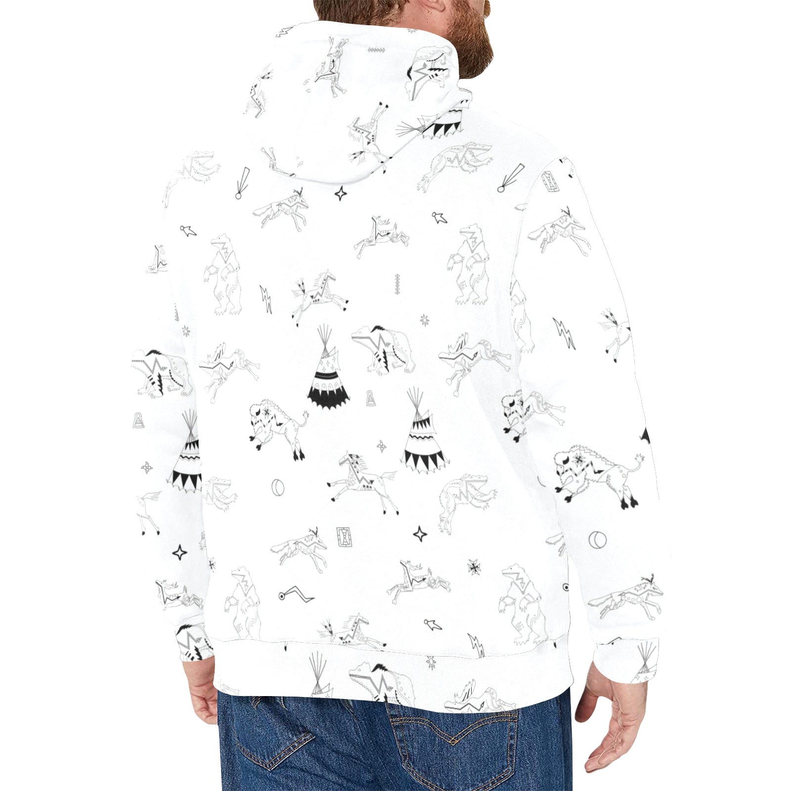 Ledger Dabbles White Men's Long Sleeve Fleece Hoodie