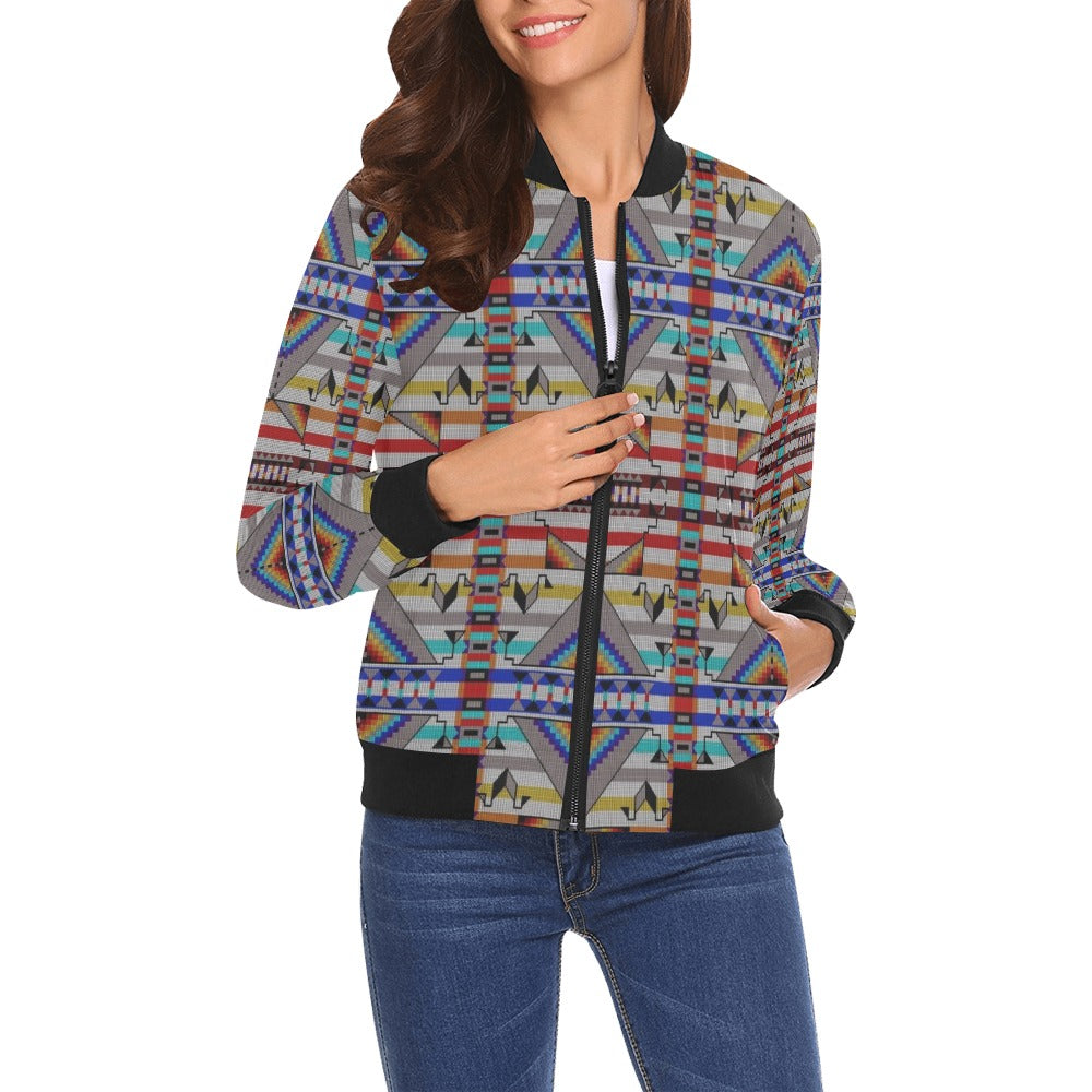 Medicine Blessing White All Over Print Bomber Jacket for Women