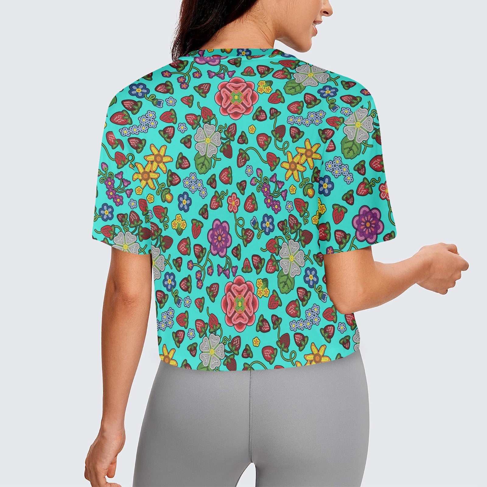 Berry Pop Turquoise Women's Cropped T-shirt