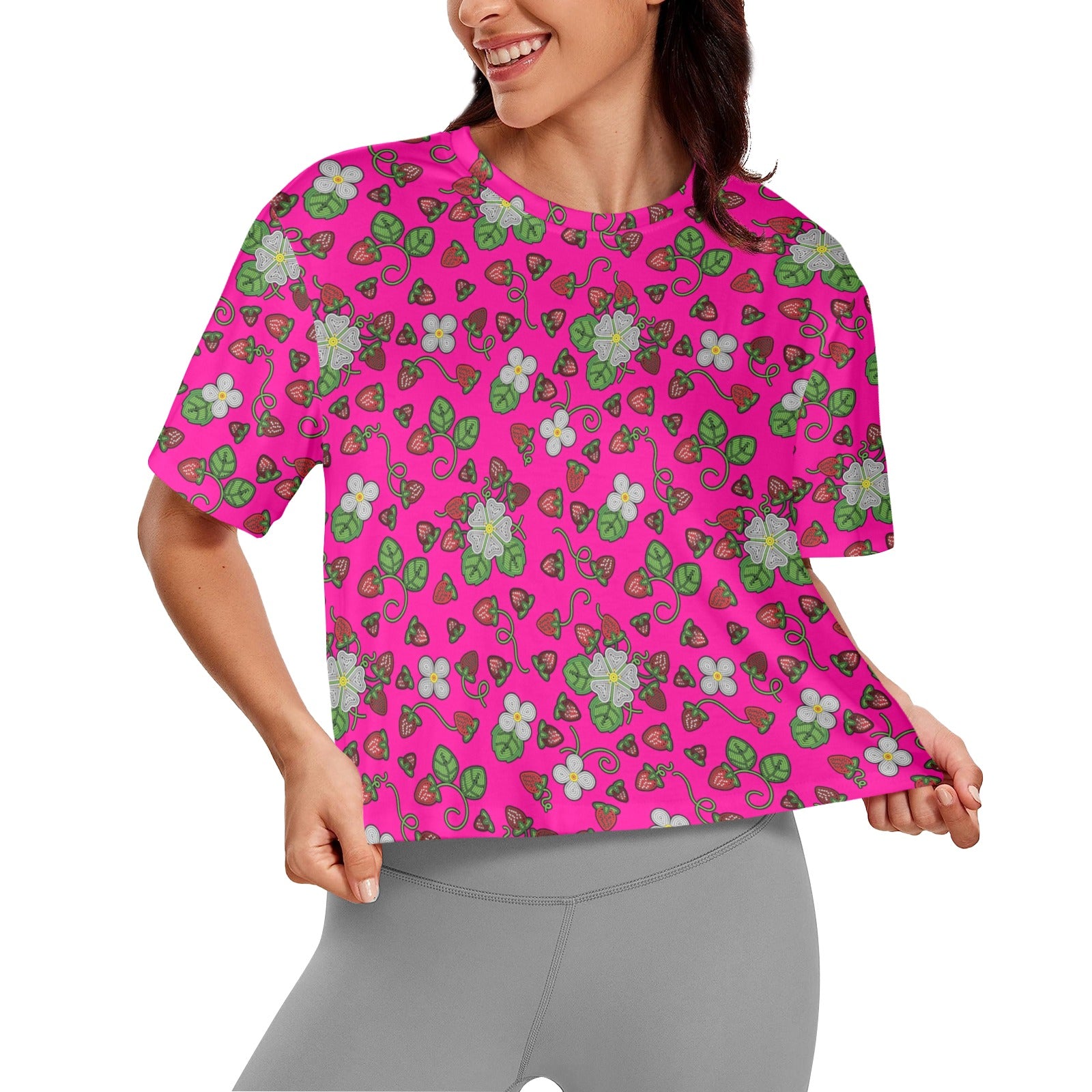 Strawberry Dreams Blush Women's Cropped T-shirt