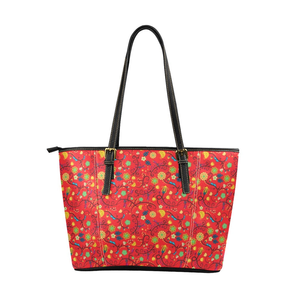 Nipin Blossom Fire Leather Tote Bag/Large
