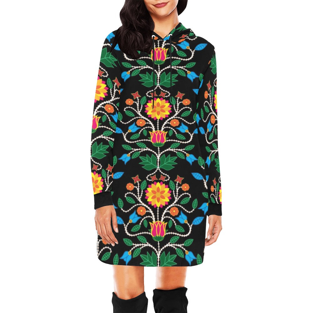 Floral Beadwork Four Clans Hoodie Dress