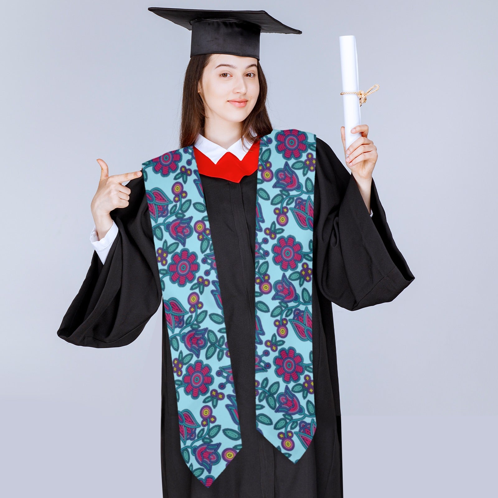 Beaded Nouveau Marine Graduation Stole