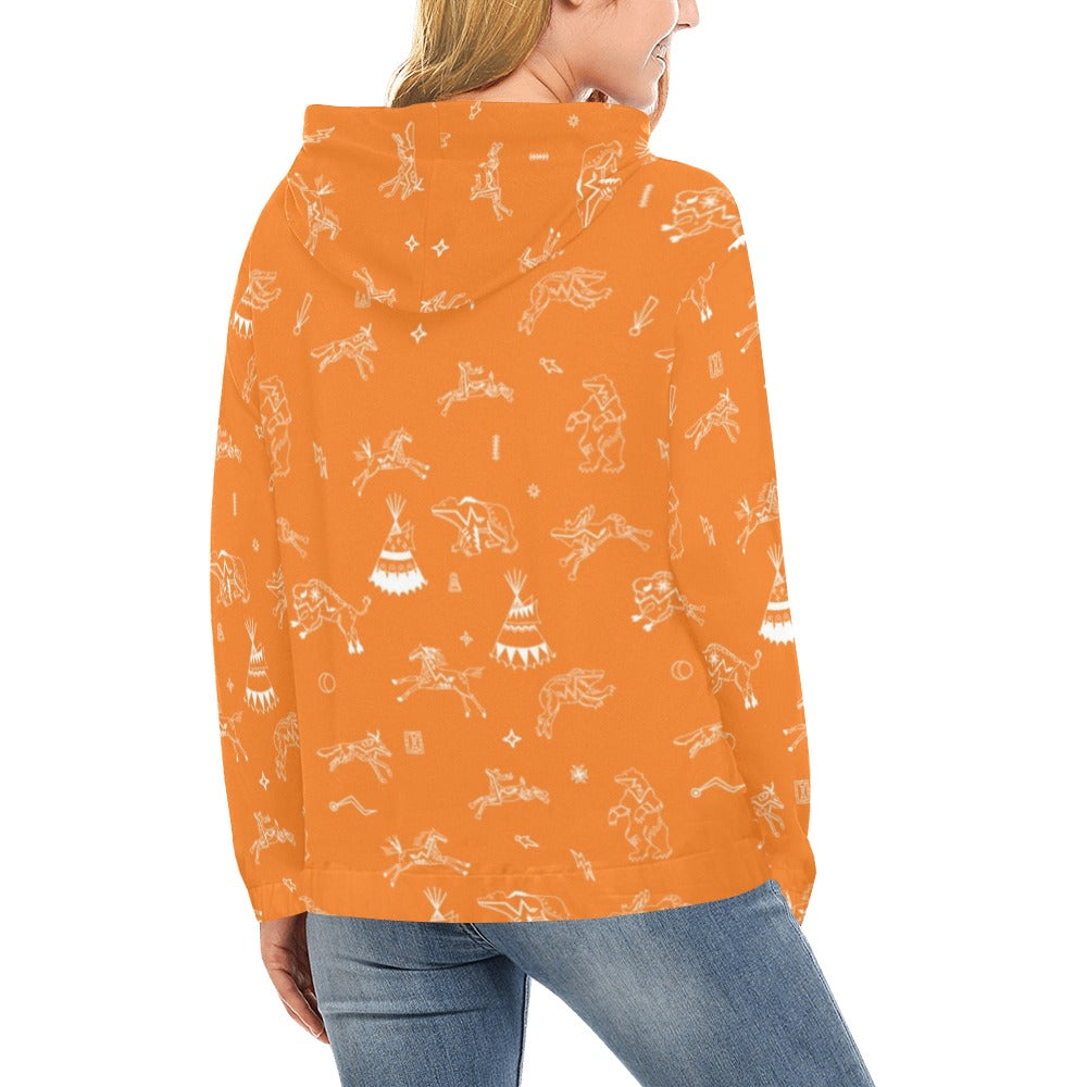 Ledger Dabbles Orange Hoodie for Women (USA Size)