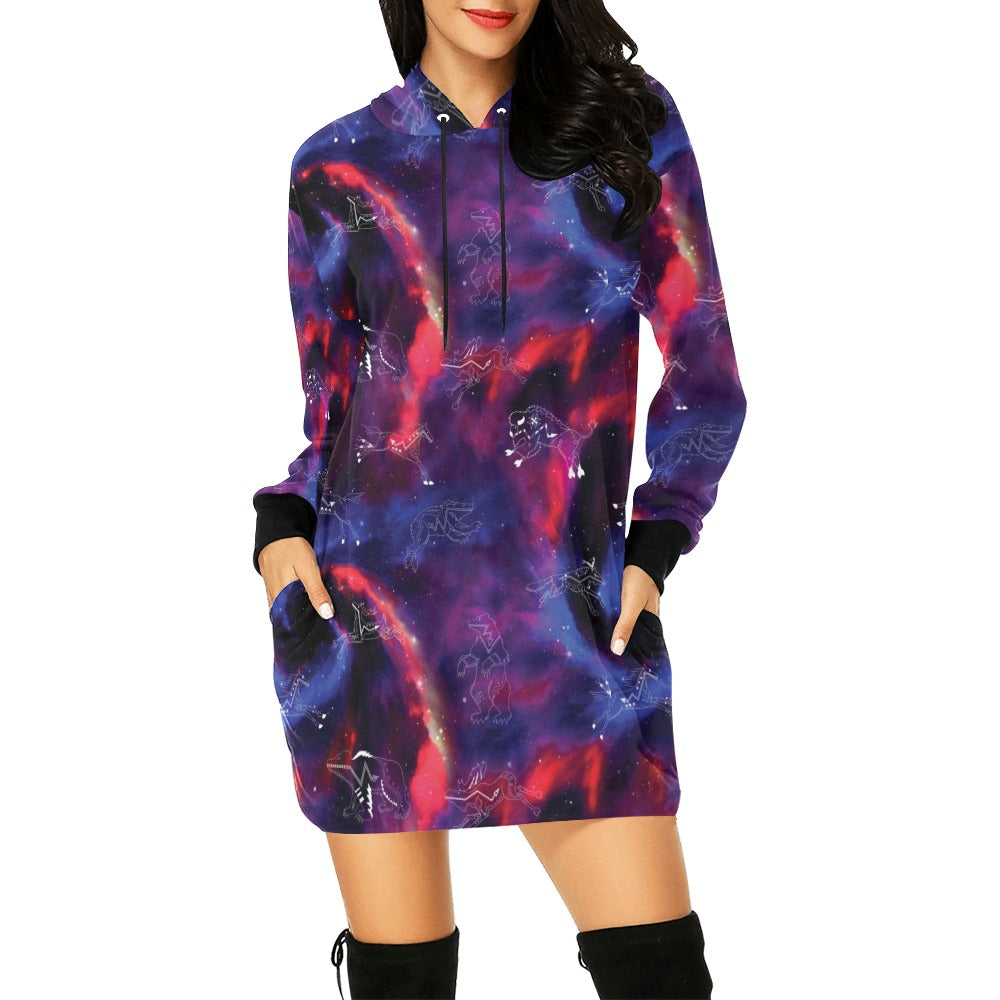 Animal Ancestors 3 Blue Pink Swirl Hoodie Dress